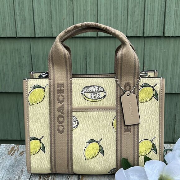Authentic Coach Smith Tote Bag 24 With Lemon Print Purse - Picture 1 of 16